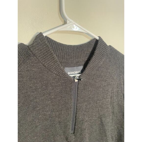 Bonobos Golf 1/4 Zip Sweater Gray Pullover Men’s L Long Sleeve - Picture 3 of 9